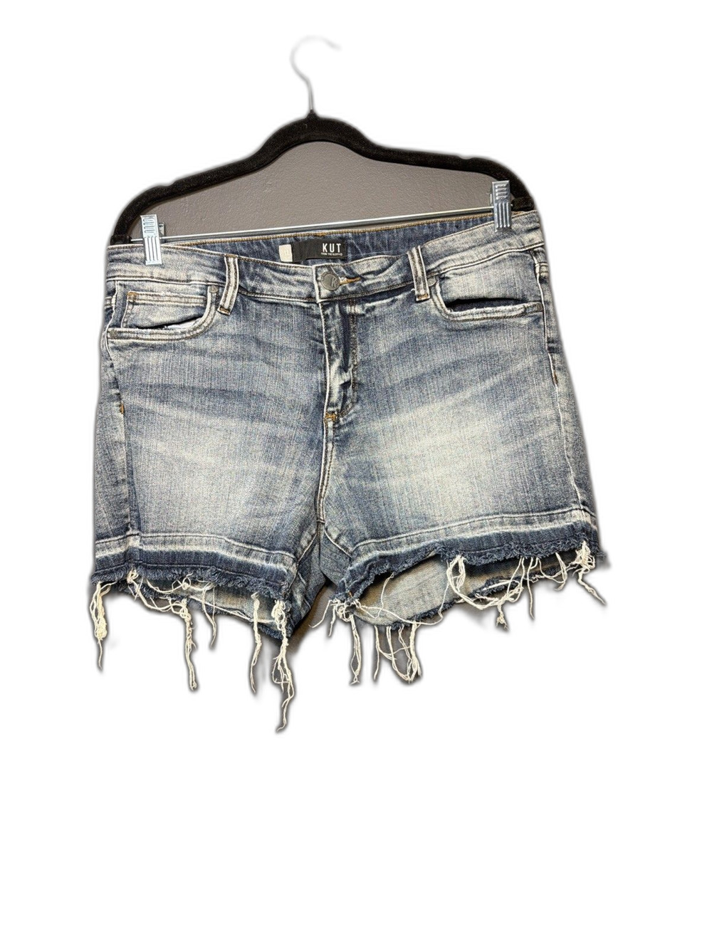 Kut From The Kloth Cut-Off Shorts Women's 12 Blue Denim Distressed Andrea